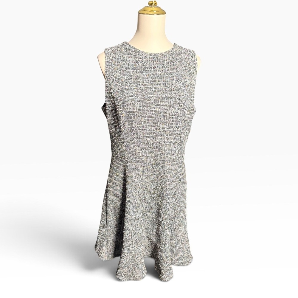 SO Goods For Life  XL Tweed Fit and Flare Sleeveless Ruffle Hem Dress